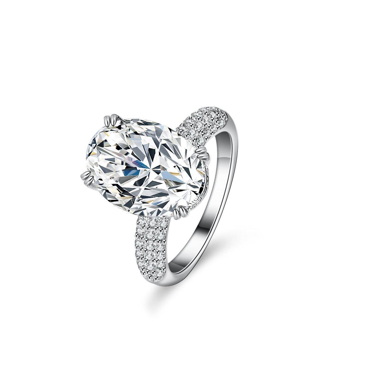 Moissanite Engagement Ring 1 Carat - Cincin Moissanite Berlapis Emas 18K Alien