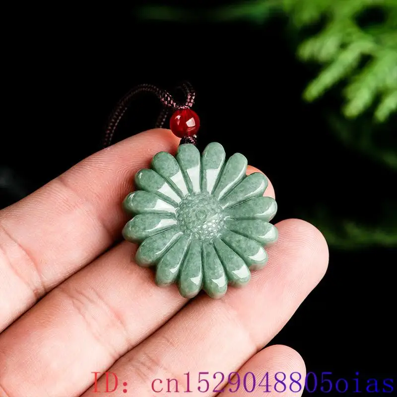 Necklaces - Kalung liontin bunga matahari Jadeite hijau