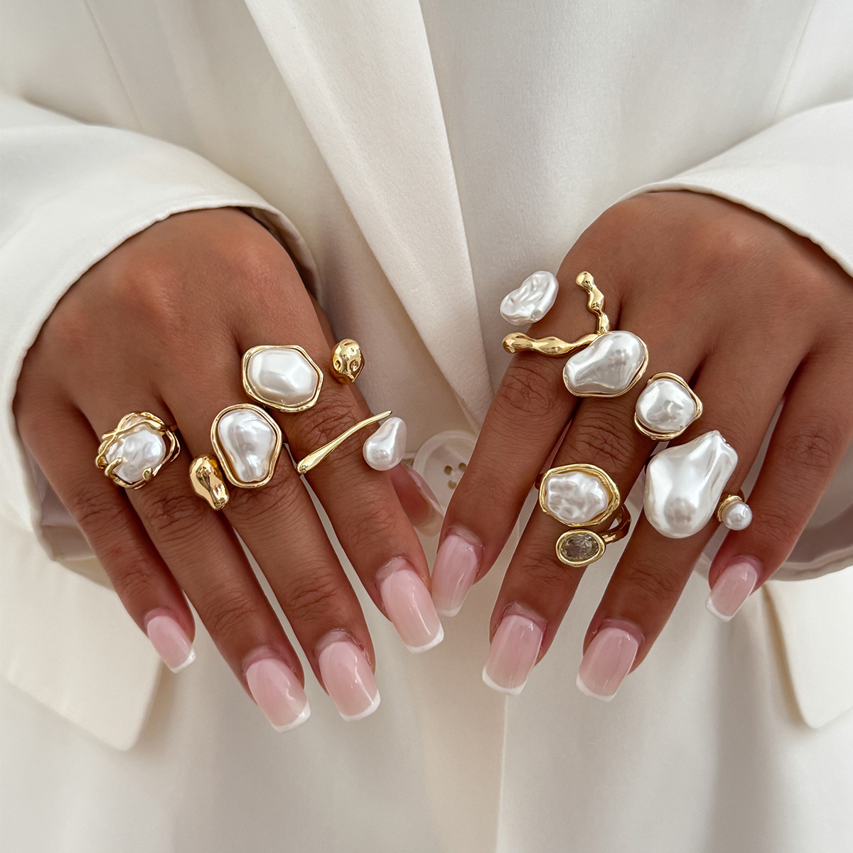 Vintage Punk Knuckle Rings Set - 7Pcs/Set Cincin Emas Warna Emas dengan