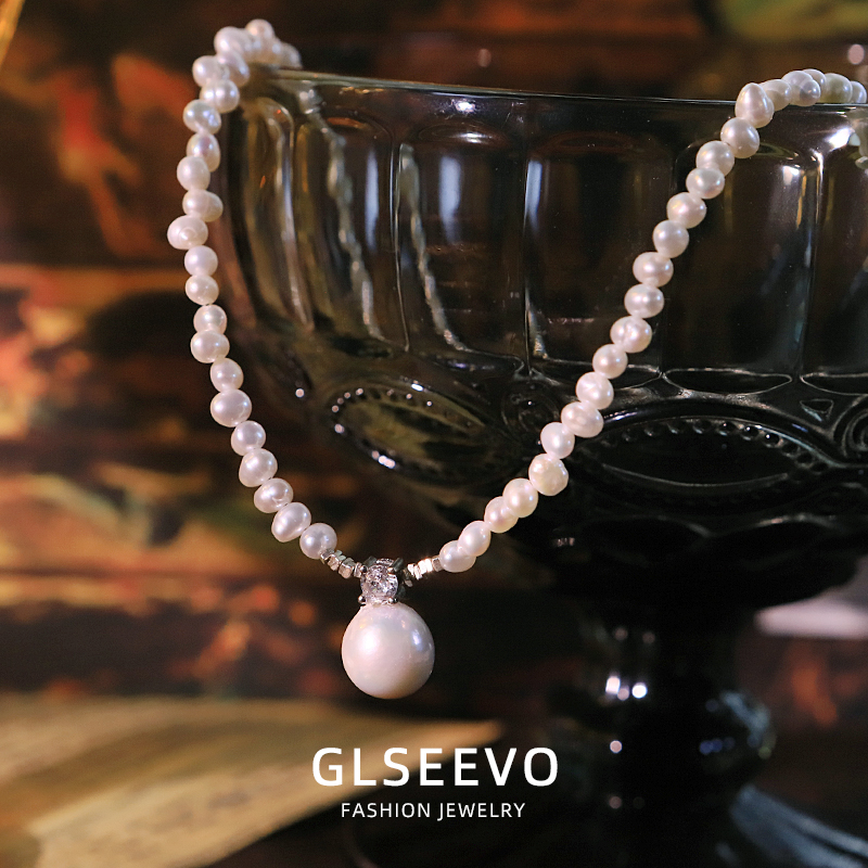 Pearl Choker Necklace Vintage - Kalung Mutiara Air Tawar Zirkon Mode