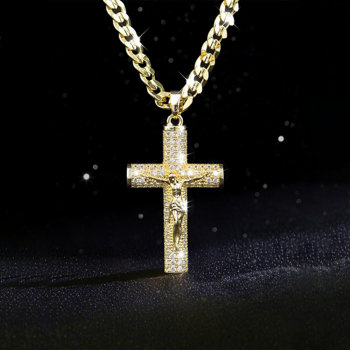 Kalung Salib Berlapis Emas unt - Cross Pendant Necklace Gold ulasan dan harga