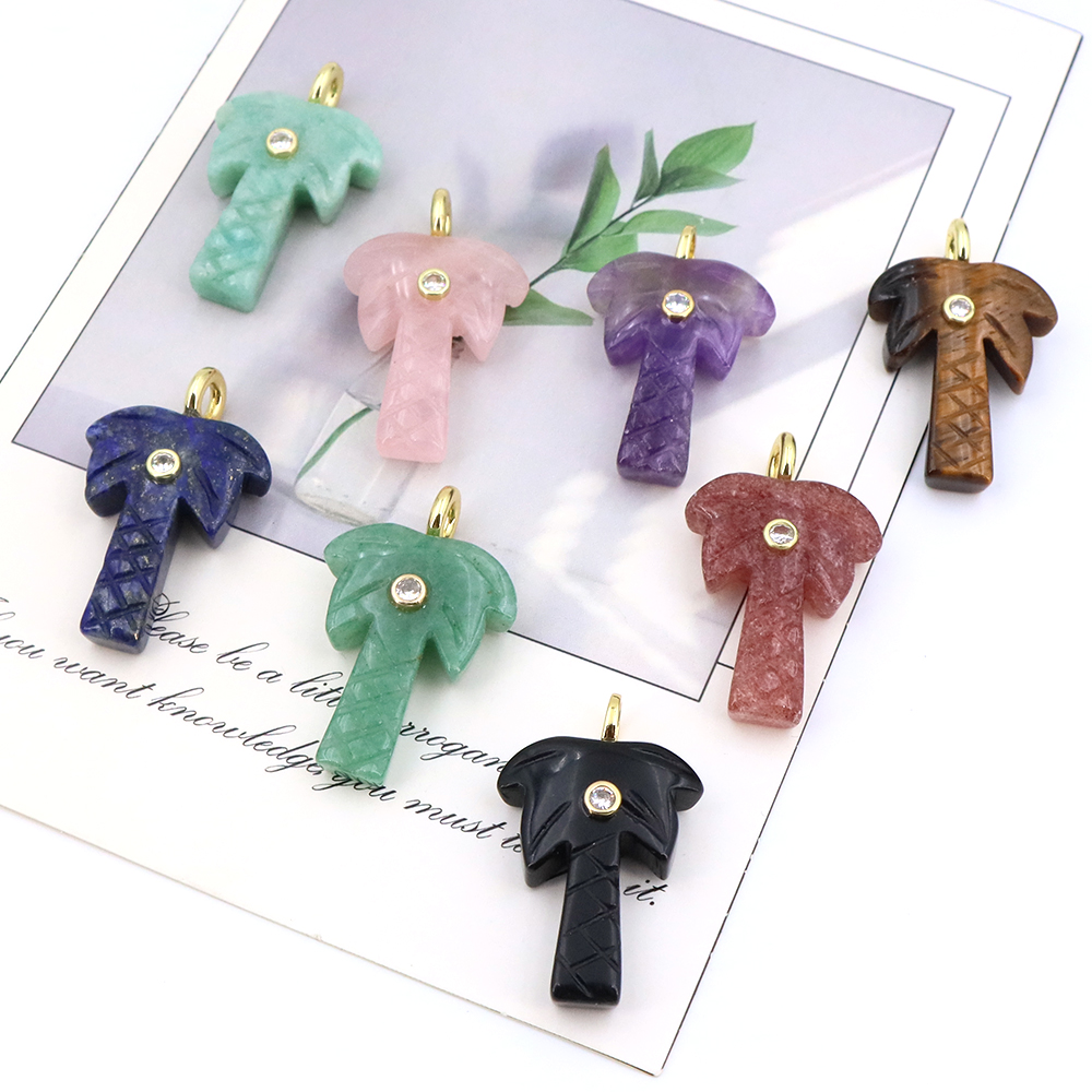 Liontin Pohon Kelapa Batu Alam - Crystal Pendant Necklace Natural Stone ulasan dan harga
