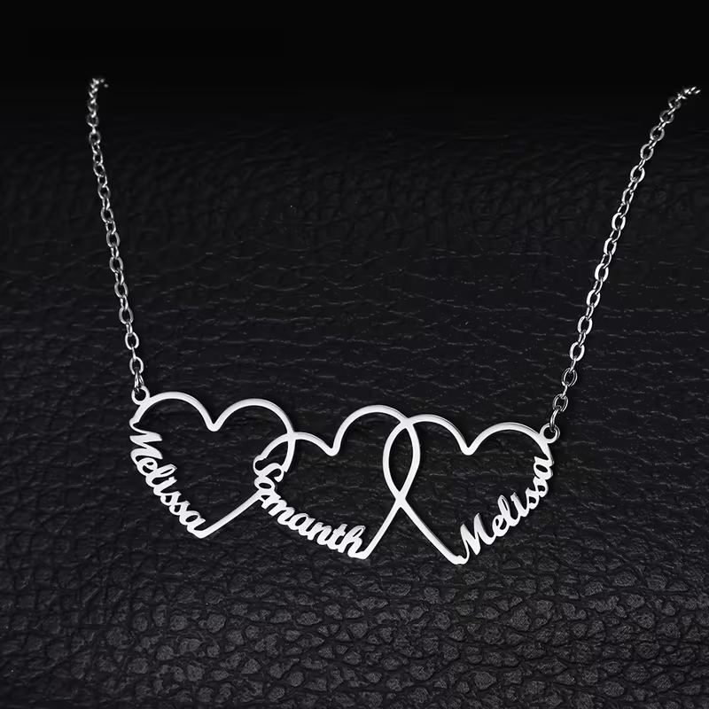 Kalung Nama Hati Saling Terkai - Custom Name Necklace Stainless Steel ulasan dan harga
