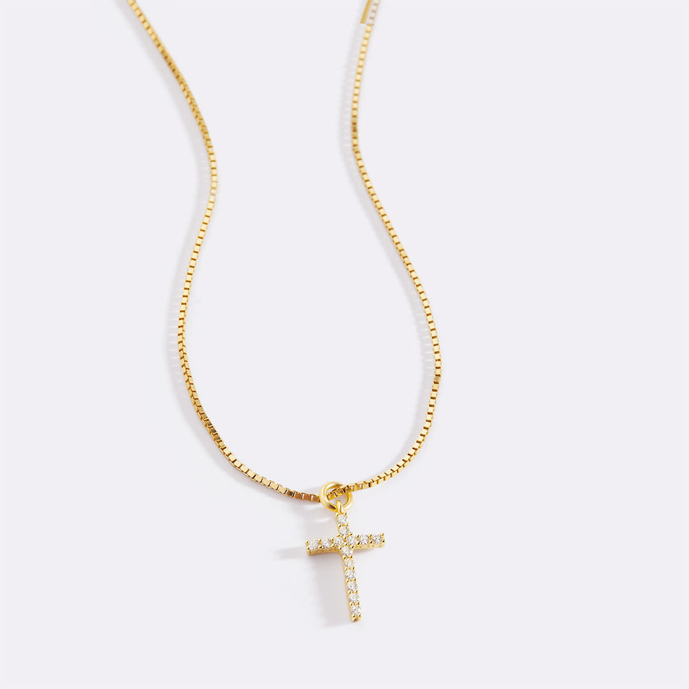 Kalung Salib Berhiaskan Berlia - Cross Pendant Necklace Gold ulasan dan harga