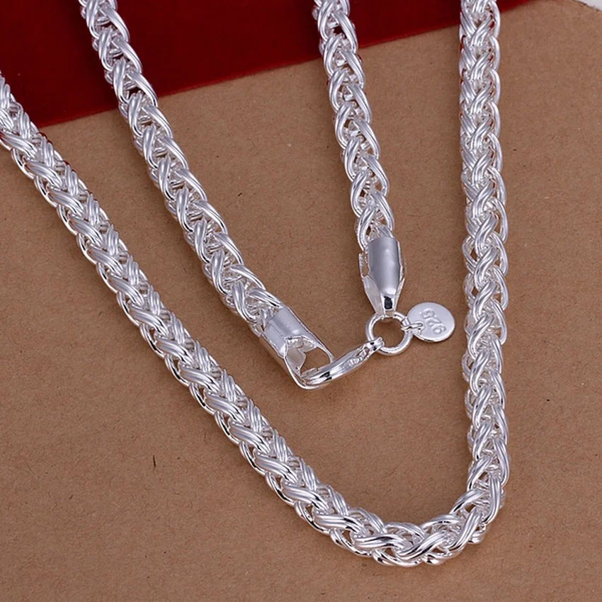 50cm 925 perak murni 6MM kalun - 925 Sterling Silver Chain Necklace Men ulasan dan harga