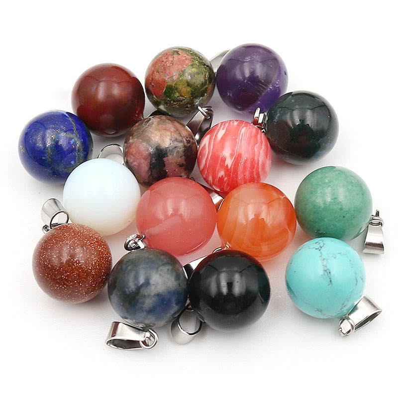 20 Buah/Tas 14Mm Batu Alam Bul - Crystal Pendant Necklace Natural Stone ulasan dan harga