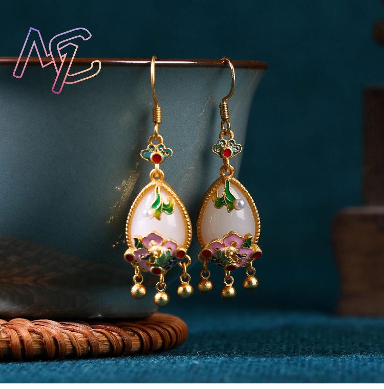 Anting Bunga Giok Alami Jimat  - Earrings ulasan dan harga