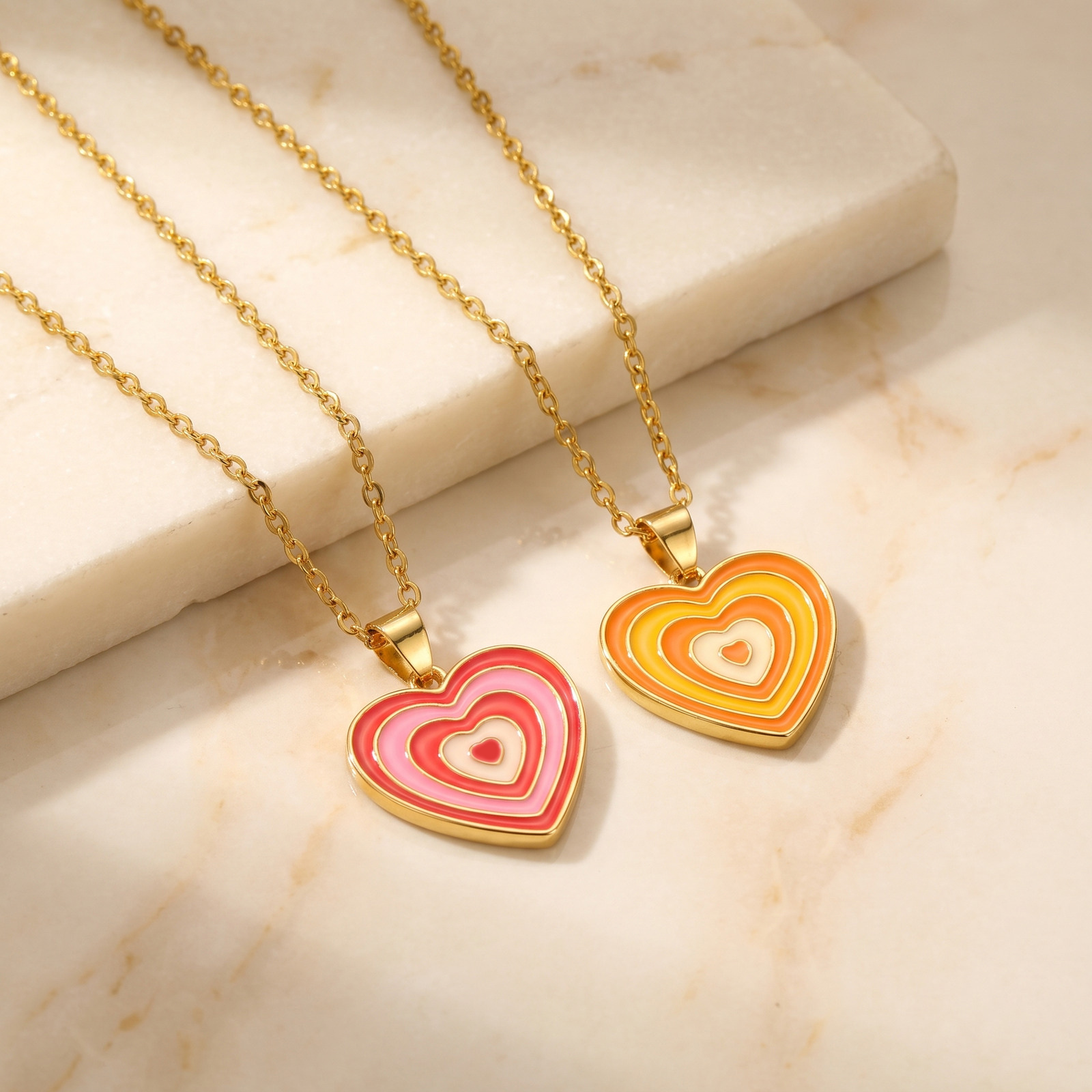 Kalung Liontin Hati Berlapis E - Layered Pendant Necklace Aesthetic ulasan dan harga