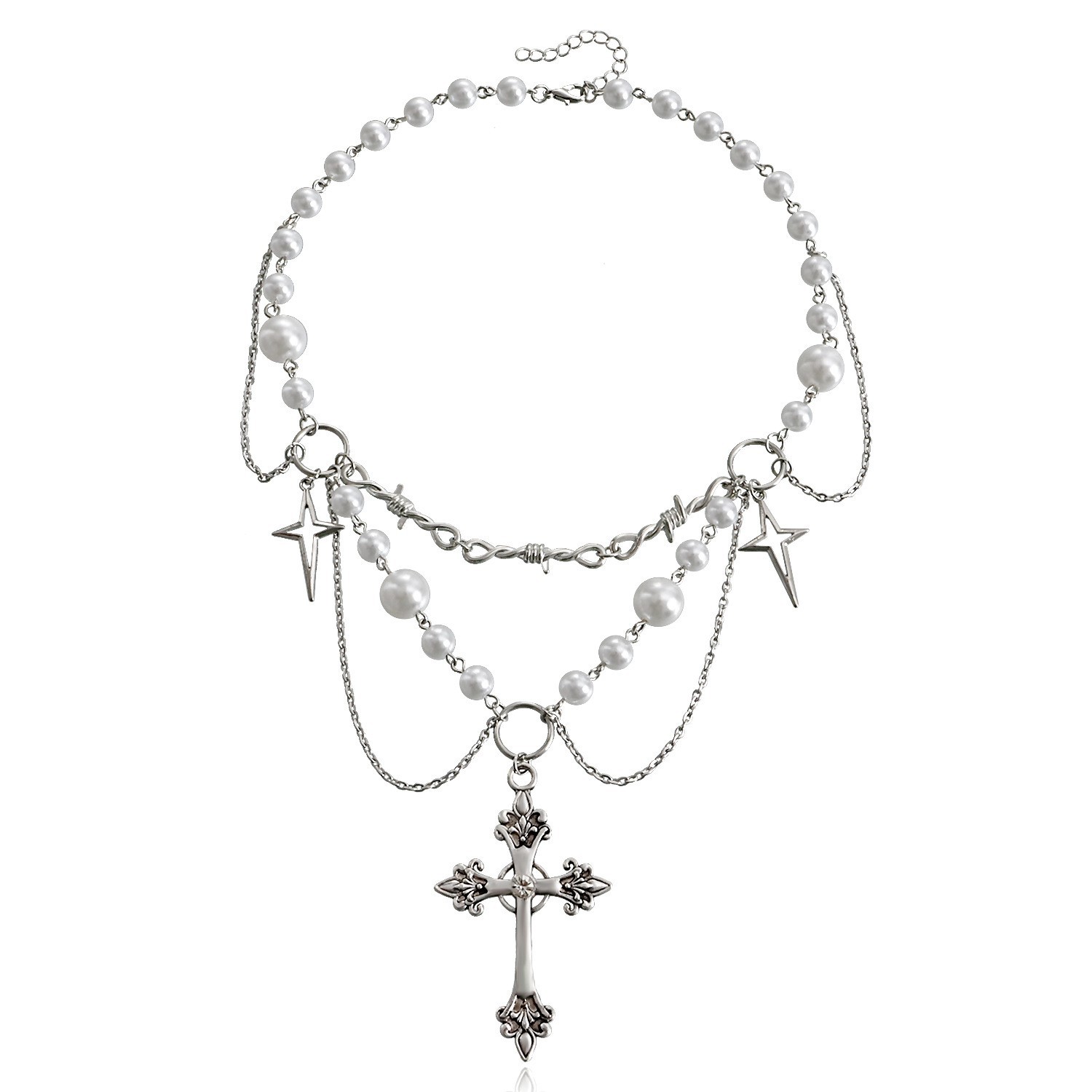 Kalung mutiara hati kupu-kupu  - Pearl Choker Necklace Vintage ulasan dan harga